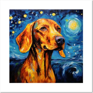 Redbone coonhound Painted in Starry Night style Posters and Art